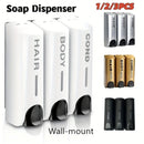 1/2/3Heads Manual Soap Dispenser Wall Mounted Hotel Shampoo Box Bath Box 400ML Soap Bottle Wall Hanger Press Dispenser Home