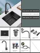 Household Black Sink for Kitchen Italian Metal Dry Handmade Kitchen Sinks Simple Small Light Luxury Kitchen Sinks for Bar