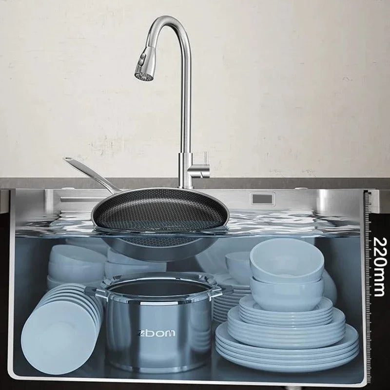 Stainless Steel Chinese Kitchen Sinks for Kitchen Sink Thickened Brushed Process Simple and Creative Kitchen Sink for Restaurant