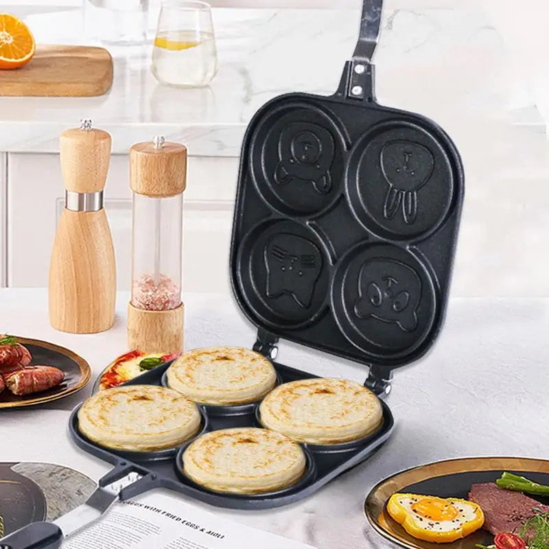 4 Cup Frying Pan Double-sided Pancake Shape For Kids Animal Pancake Maker Pan Nonstick Waffle Maker Pancake Mold Griddle