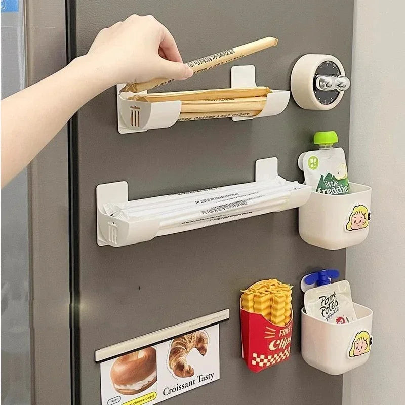 4/2pcs Kitchen Bath Wall Mount Plastic Poly Trash Waste Bag Roll Holder Dispenser Freshness Film Roll Storage Rack for Closet