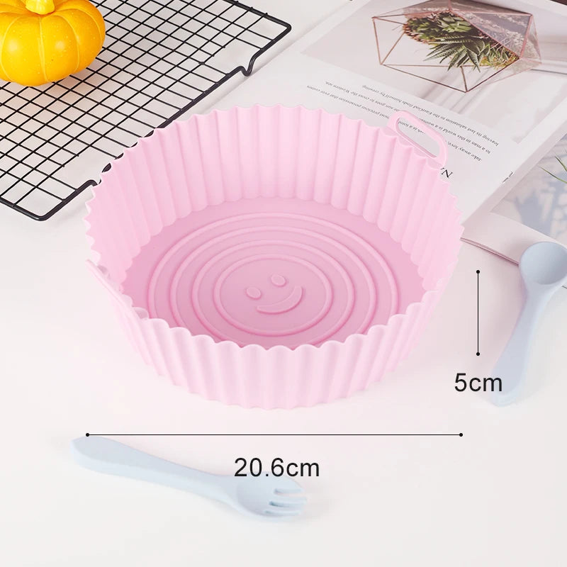 Reusable Airfryer Pan Liner Accessories Silicone Air Fryers Oven Baking Tray Pizza Chicken Airfryer Non-stick Silicone Mould