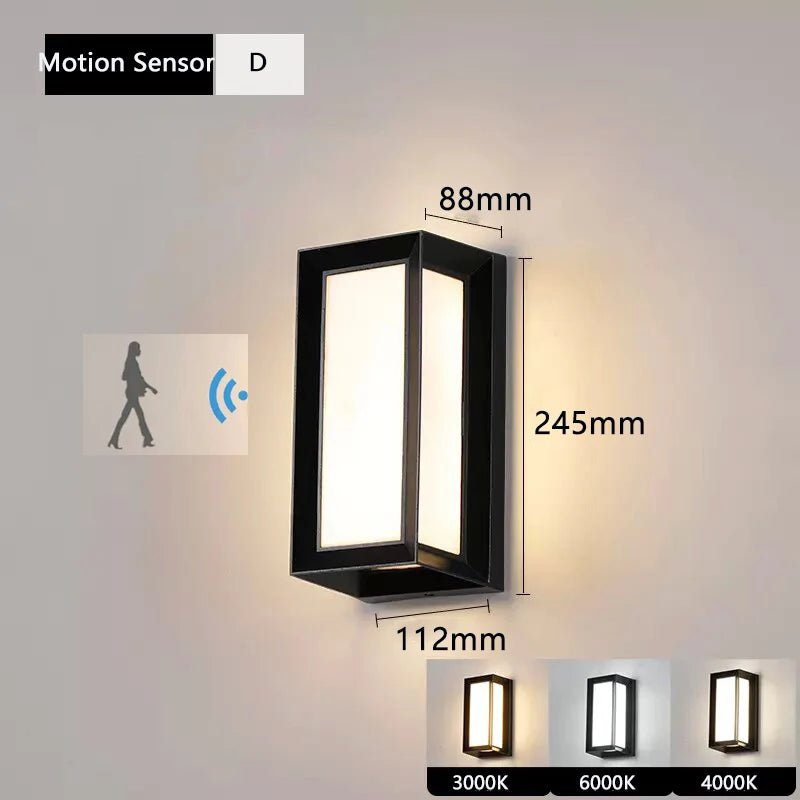 IP65 Motion Sensor Outdoor Lighting Porch Lights 20W Balcony Garden Lights Wall Lamp AC85-265V Led Outdoor Wall Light Waterproof