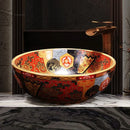American Art Bathroom Sinks European Ceramic Wash Basin Retro Home Round Single Basin Balcony Toilet Creative Hand Painted Basin