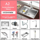 Stainless Steel Kitchen Sink Farmhouse Above Counter Undermounter Single Bowel Wash Basin With Gourmet Faucet Drain Accessories