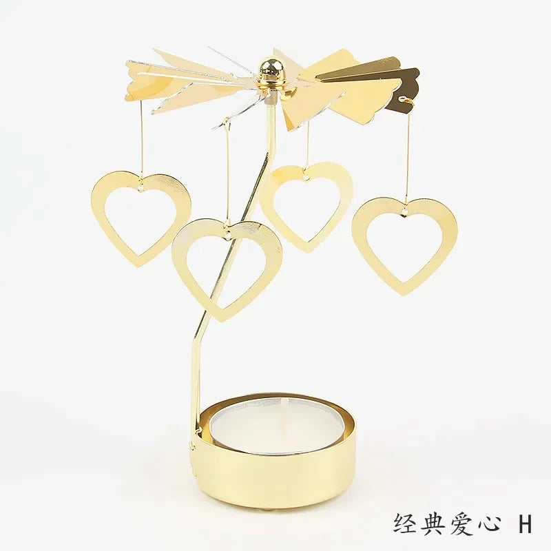 Multi-shape Rotating Candlesticks Snowflake Angel Romantic Tea Party Candle Holder Wedding Christmas Metal Home Decor