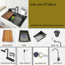 LED Waterfall Kitchen Sink 4 Modes Faucet Large Single basin honeycomb anti-scratch nano technology 304 Stainless Steel Sink