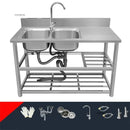 Household Vegetable Washing Basin with Bracket Commercial Stainless Steel Kitchen Sinks Kitchen Workbench Washing Single Sink