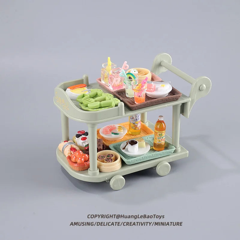 Children's Play House Food Cart Trolley Toy Miniature Food Play Kitchen Set Food Ornaments Doll House Model Educational Toys