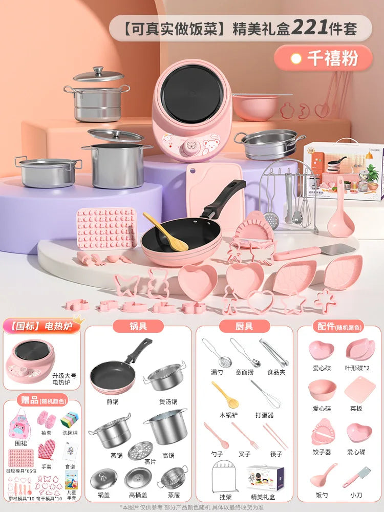 New Mini Kitchen Real Cooking Full Set of Cooking Girl Small Kitchen Set Children Baby Puzzle Play House Toys Kids Toys