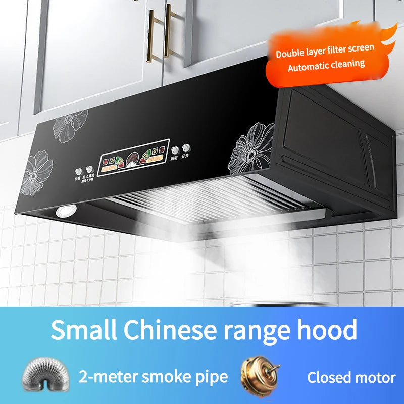 Kitchen Ventilator Suction Range Hood Strong Suction Force Small Stove Cooker Hood Ceiling Mounted Smart Cleaning Exhaust Hood