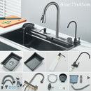 Kitchen Sink Faucet Large Integrate Digital Display Multi-Function Buttons Waterfall Soap Dispenser Cup Washer Kitchen Sink