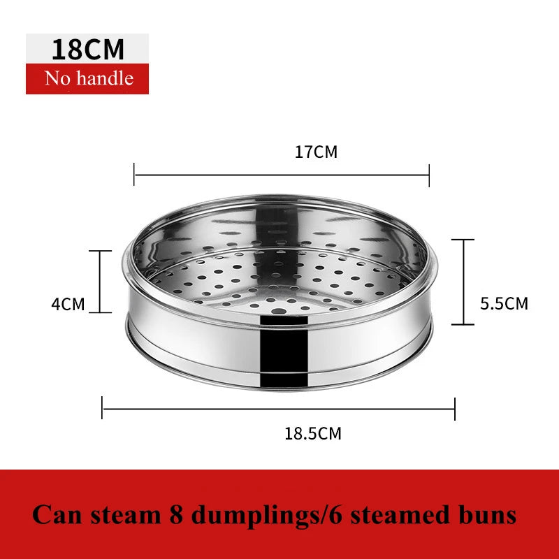 16-22cm Stainless Steel Steamer for Dumplings with Handle Rice Pressure Cooker Pot Steaming Grid Tray Kitchen Cooking Accessorie