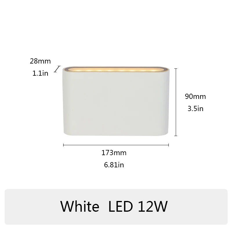 6W 12W 20W LED Outdoor Waterproof Wall Lamp Indoor Bedroom Living Room Balcony Wall Light Home Lighting Aluminum Wall Sconce