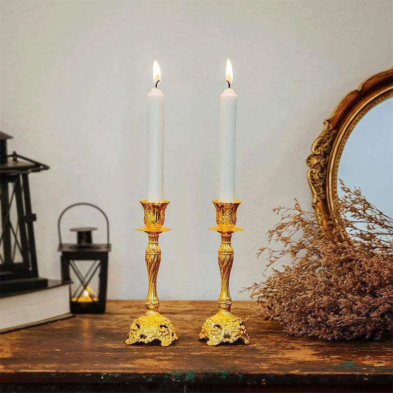 2Pcs Candle Holder Candlesticks For Candles Gold Silver Drop Shipping Europe Metal Candle Stand Wedding Table Home Decoration