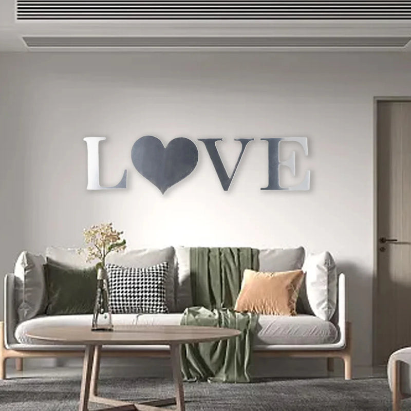 Letters Love Furniture Mirror Tiles Home Wall Sticker Self-Adhesive Art Decor Home Decor Bedroom Living Room Background Mural