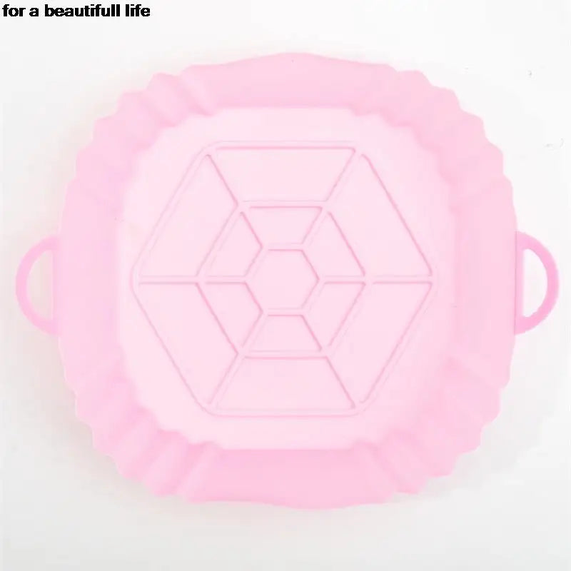 1PC Reusable Silicone Air Fryer Basket Oven Mold Baking Tray Pizza Fried Chicken Basket Round Square Pan Liner Accessories
