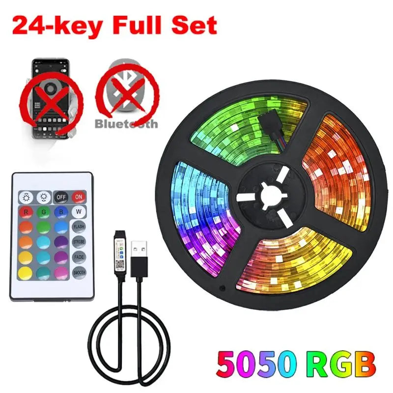 LED Strip Bluetooh APP IR remote Control USB RGB 5050 Lights Changed to Warm forBedroom TV Wall And Living Room Party Decoration