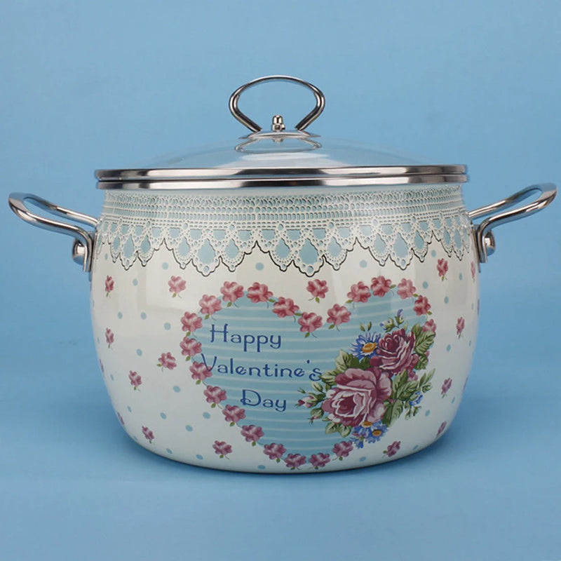 3L Enamel Pot High Style Porcelain Enameled Soup Pot Saucepan For Gas Induction Stewpan Multifunction Cooking Pot For Kitchen