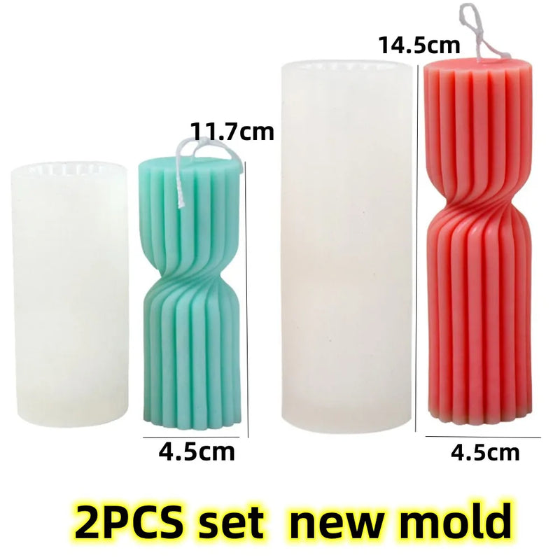 Upgraded Knot Cylindrical Candle Silicone Mold Bow Knot Stripe Cylindrical Candle Mold Vase Shape Candle Acrylic Plastic mold