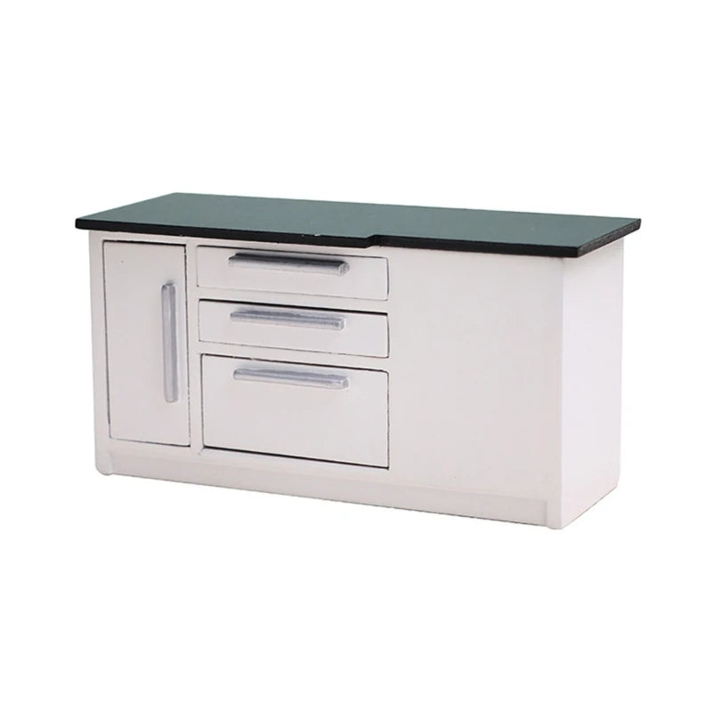 1:12 Miniature Houses Furniture Kitchen Cabinet Sink Stove Cupboard Decor