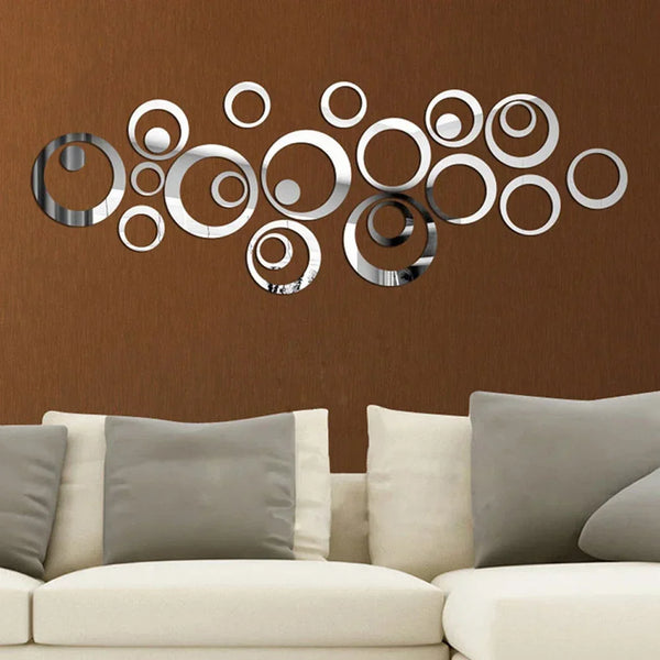 24Pcs Removable Acrylic Round Mirror Wall Stickers DIY Home Decoration 3D Three-dimensional Mirror Wall Sticker Living Room Deco