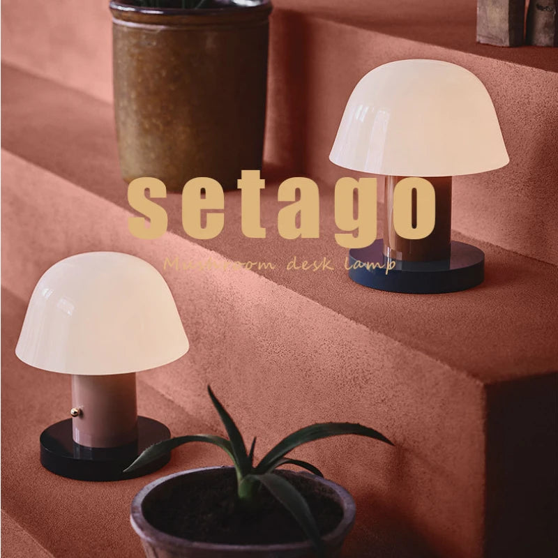 Cordless Mushroom Table Lamp Rechargeable Battery Operated Small Mushroom Night Light for Bedroom Living Room Restaurant Outdoor