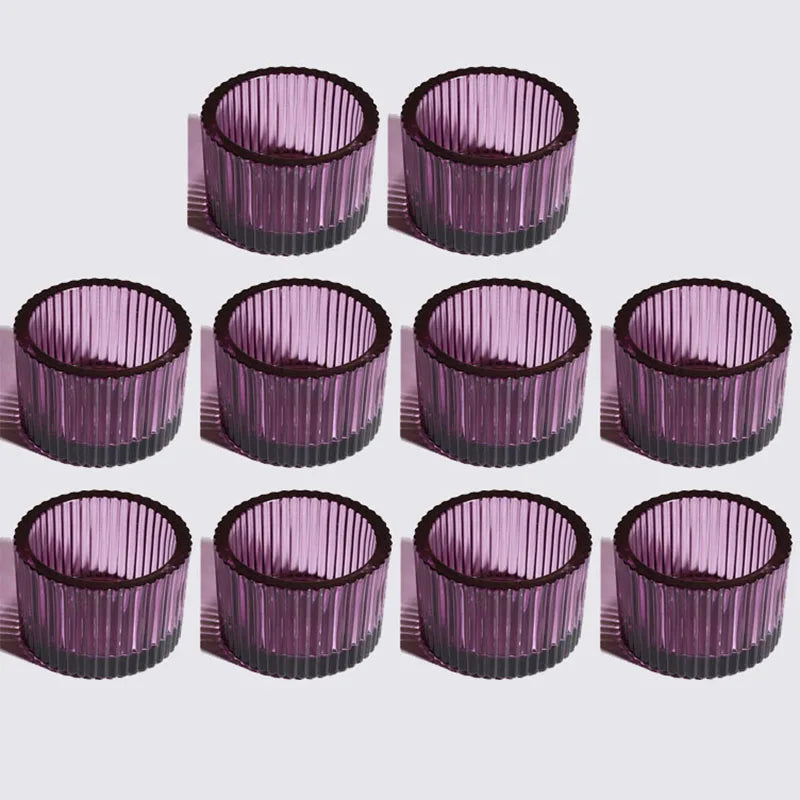 Pack of 10 Glass Small Tea Light Candle Holder for Table Decor,Home Decor,Church Housewarming Gifts Candle Pillar Holder Pink