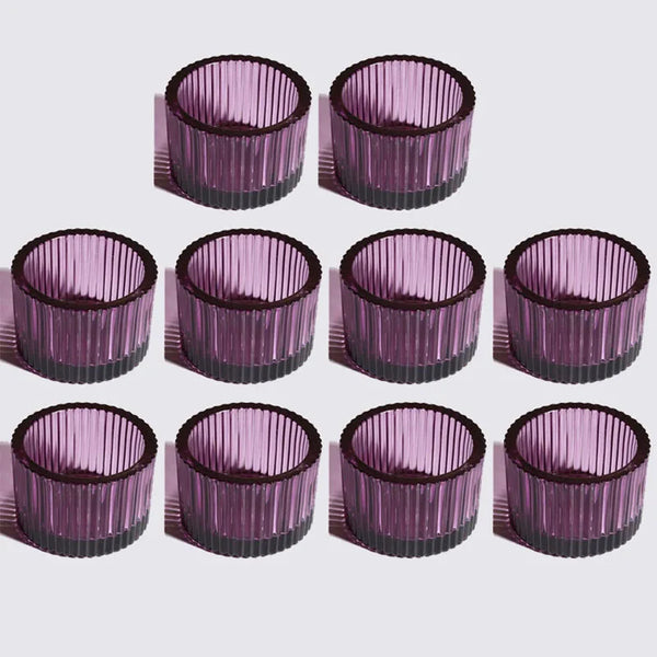 Pack of 10 Glass Small Tea Light Candle Holder for Table Decor,Home Decor,Church Housewarming Gifts Candle Holder Purple