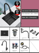Household Black Sink for Kitchen Italian Metal Dry Handmade Kitchen Sinks Simple Small Light Luxury Kitchen Sinks for Bar