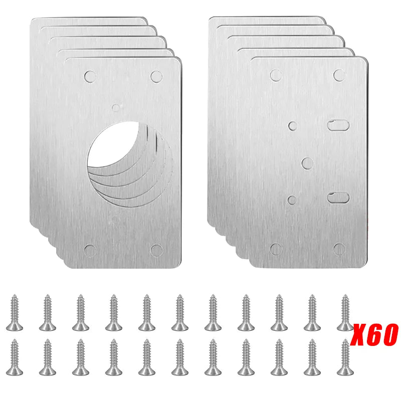 2-10Pcs Cabinet Hinge Repair Plate Kit Kitchen Cabinet Hinge Repair Plate Stainless Steel Hinge Door Hinge Mounting Fixing Plate