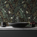 Tropical Moss Leaf Peel and Stick Wallpaper Black Floral Self Adhesive Removable Floral Contact Paper for Bedroom Walls Cabinets