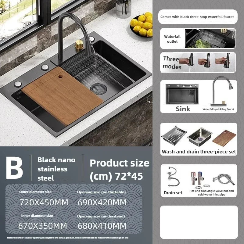 Kitchen Accessories Basin Large Thickened 304 Sink Stainless Steel Sink Single Vegetable Basin Dishwasher Table Stainless Steel