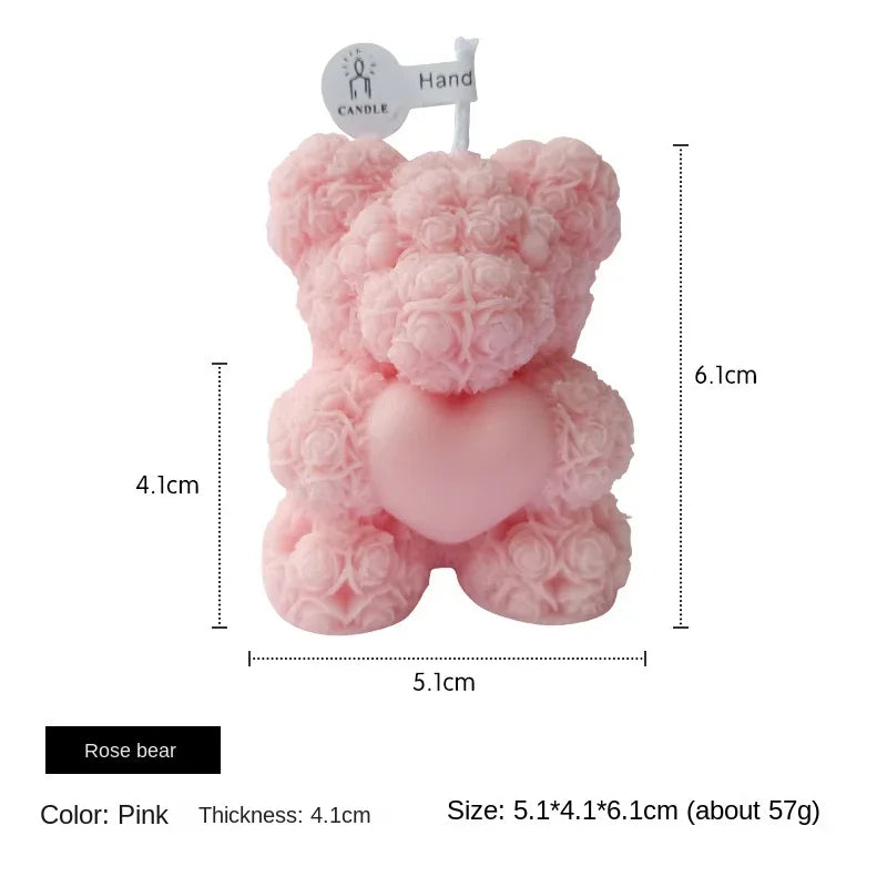 2023 New Arrival Handmade DIY Rose Bear Scented Candle Creative Bedroom Decoration Valentine's Day Candle Making Kit