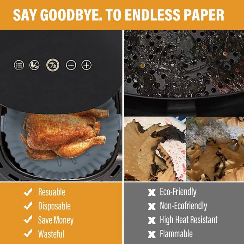 Round Air Fryer Accessories Silicone Tray Mat Grill Pizza Oven Baking Trays Pan Mats Chicken Basket Mat AirFryer Silicone Pots