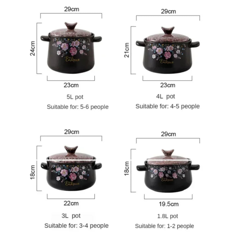 Terracotta Casserole Korean Flower Clay Pot Ceramic Soup Pots Saucepan Stewpan Cooking Pan Home Kitchen Supplies Cookware