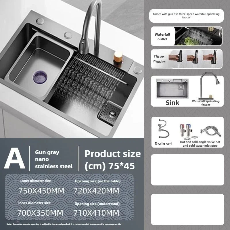 Kitchen Accessories Basin Large Thickened 304 Sink Stainless Steel Sink Single Vegetable Basin Dishwasher Table Stainless Steel