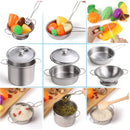 Stainless Steel Kids House Kitchen Toy Children Pretend Play Cookware Set