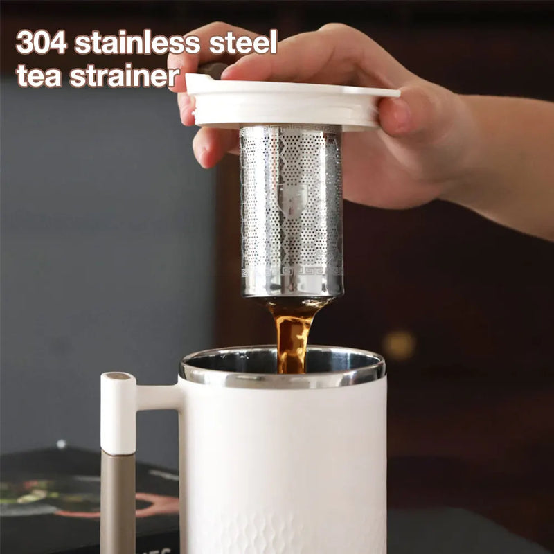 450ML Tea Cup with Infuser Coffee thermo Mug For Office Leakproof Tea Milk Cup Stainless Steel Liner Drinking Cup Drinkware