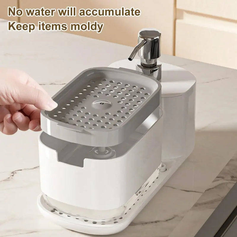 Kitchen Dish Soap Dispenser with Sponge Holder 2 In 1 Countertop Soap Pump Dispenser for Kitchen Sink Soap Liquid Dispenser