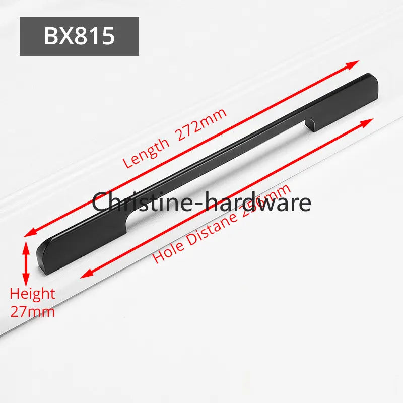 Fashion Black Hidden Cabinet Handles Aluminum Alloy Kitchen Handles Cupboard Pulls Drawer Knobs Furniture Room Door Hardware