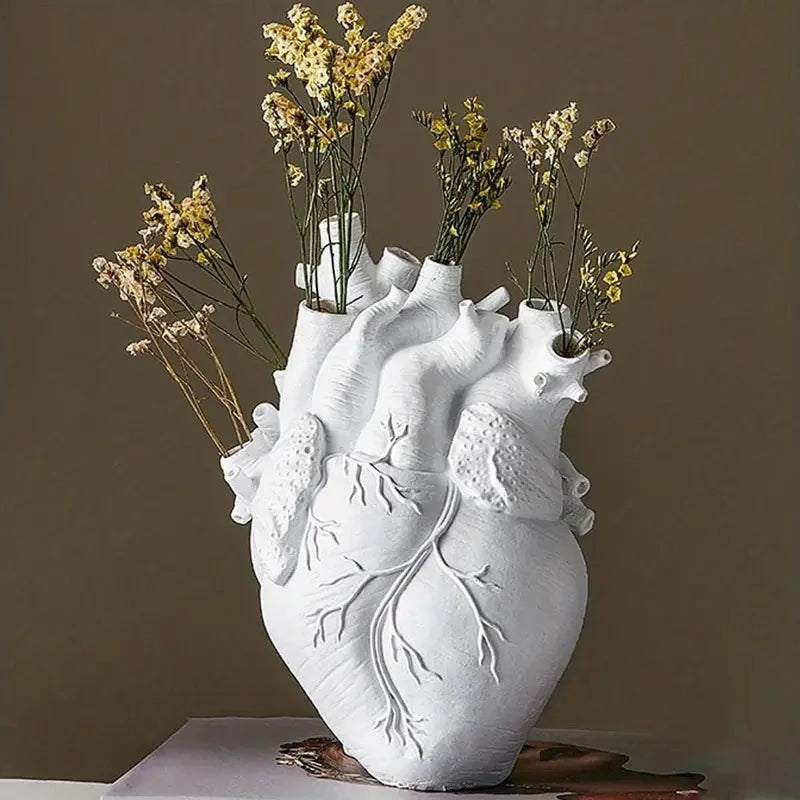 New Simulation Heart Shape Resin Vase 4 Colors Heart-shaped Arrangement Potted Plant Suitable For Home Study Office Ornament