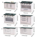 1:12 Miniature Houses Furniture Kitchen Cabinet Sink Stove Cupboard Decor