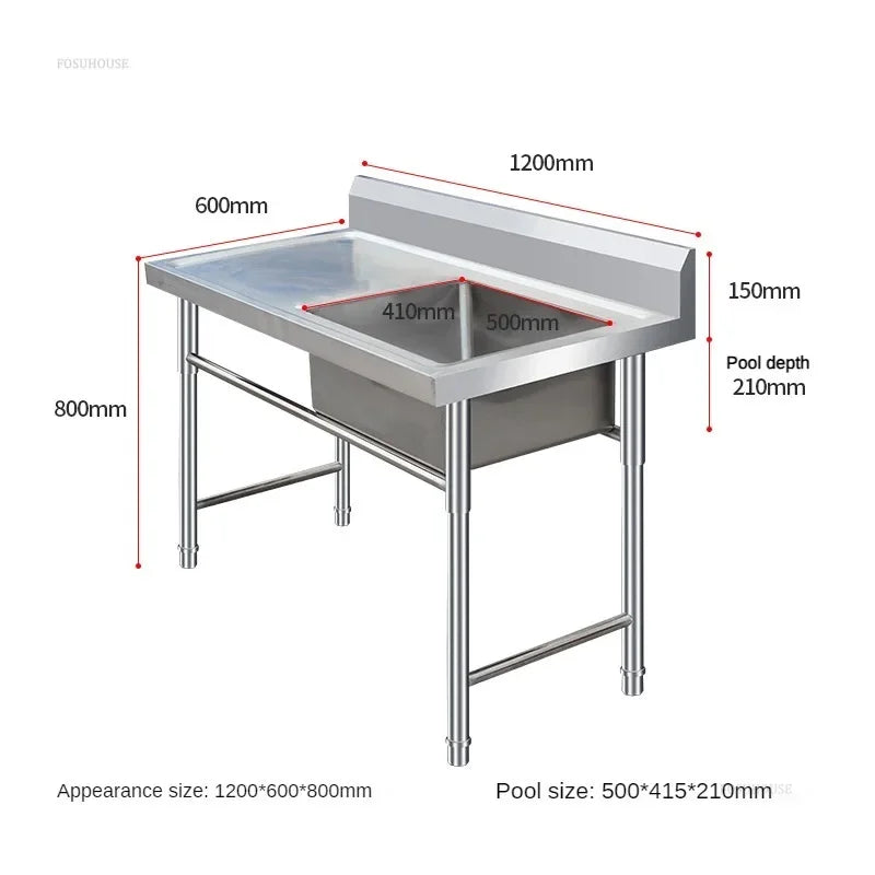 Stainless Steel Kitchen Sinks Washing Sink with Bracket Multifunctional Sinks for Restaurant Commercial Floor Dishwashing Sinks