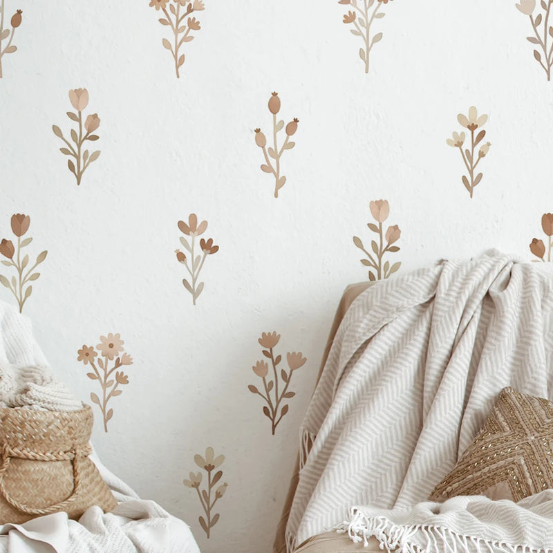 Flowers Wall Stickers for Bedroom Living Decor Wall Decals Girls Room Decorative Wall Stickers Baby Nursery Room Kids Room