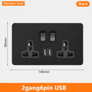 Eu Black Retro Toggle Wall Light Switch belt. Antique Switch socket with USB charging. 220V1gang2way Speed control switch