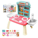 27PCS Kids Mini Kitchen Playset Toys With Light Sound Running Water Role Playing Game Pretend Cooking Simulated Cookware Playset