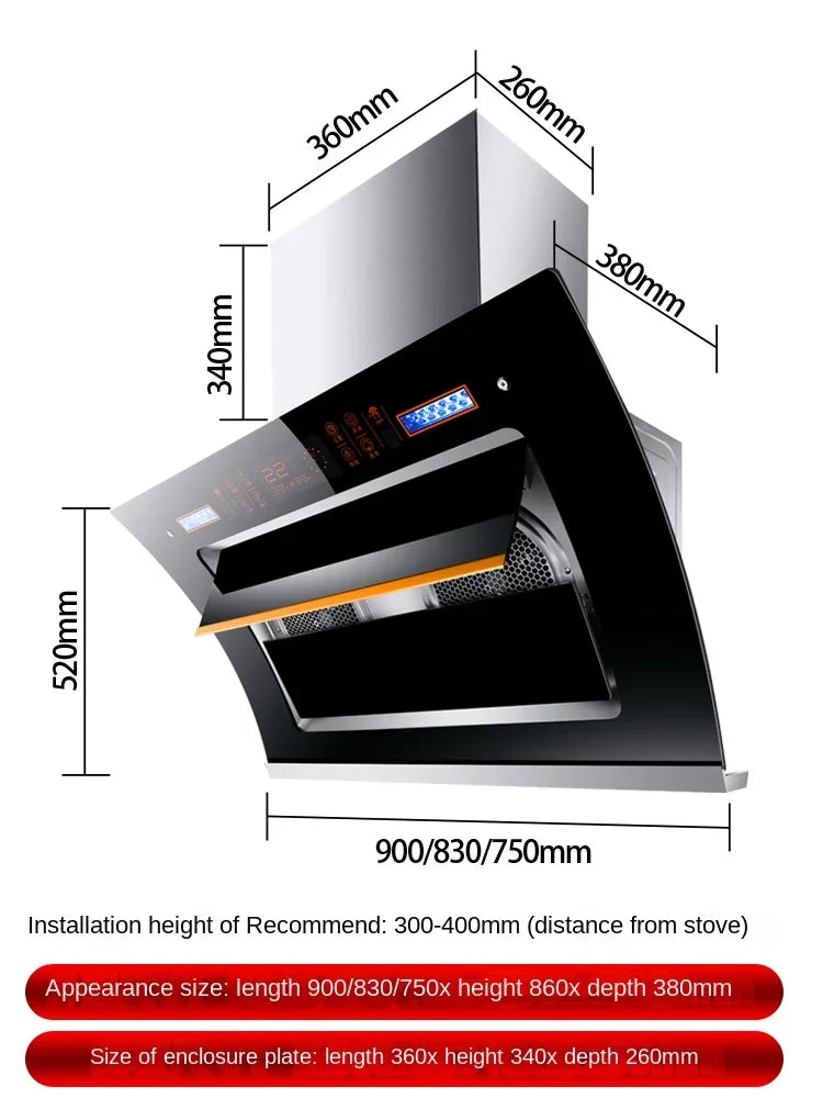 HP Good Wife Dual Motor Range Hood Household High suction Side Suction Kitchen Automatic Cleaning Range Hood