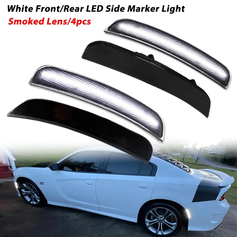 2pcs For 2015-2021 Dodge Charger Front Rear Bumper LED Side Marker Light Turn SignalLights/Driving Lights 12V