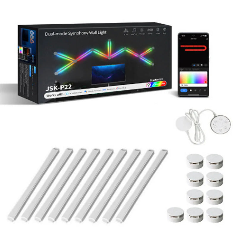 Splicing Light DIY Atmosphere Light RGB Smart Wall Light Voice Control Lamp for Esports Room Bedroom Bar Decoration Night Light